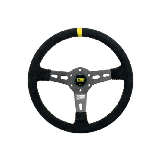 OMP RS 350mm 72mm Mid-Dish Suede Steering Wheel - Black/Yellow – OD0-2055-071
