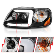 Load image into Gallery viewer, ANZO 1997-2003 Ford F-150 Projector Headlights w/ Light Bar Black Housing - eliteracefab.com