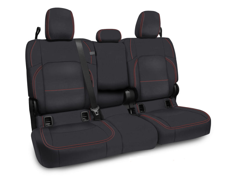 PRP 2020+ Jeep Gladiator JT Rear Bench Cover with Leather Interior - Black with Red Stitching B056-01