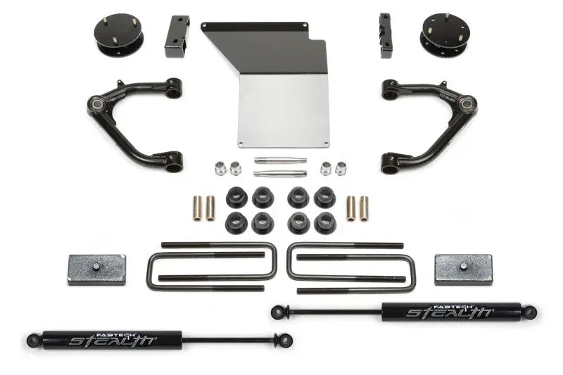 Fabtech 14-18 GM K1500 w/OE Alum. UCA 4in Uniball UCA System w/Rear Stealth Shocks Fabtech