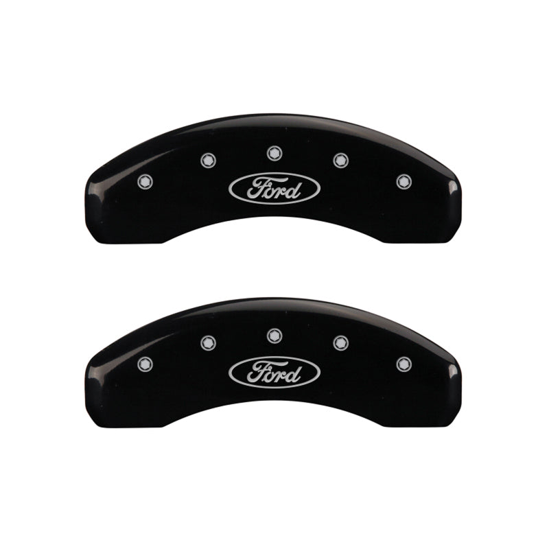 MGP 4 Caliper Covers Engraved Front & Rear Oval logo/Ford Black finish silver ch MGP