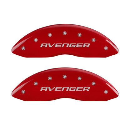MGP 4 Caliper Covers Engraved Front & Rear With out stripes/Avenger Red finish silver ch MGP