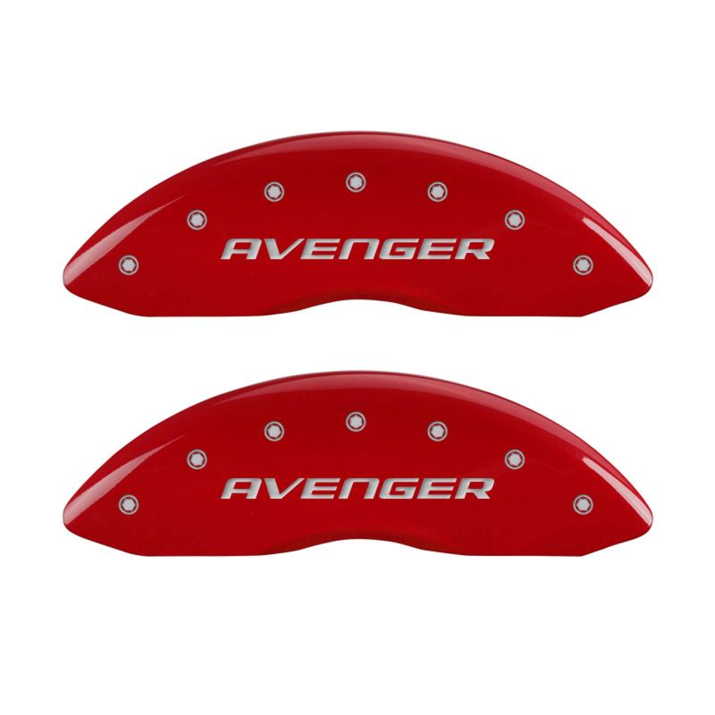 MGP 4 Caliper Covers Engraved Front & Rear With out stripes/Avenger Red finish silver ch MGP