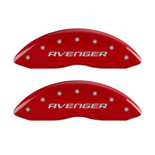 Load image into Gallery viewer, MGP 4 Caliper Covers Engraved Front &amp; Rear With out stripes/Avenger Red finish silver ch MGP