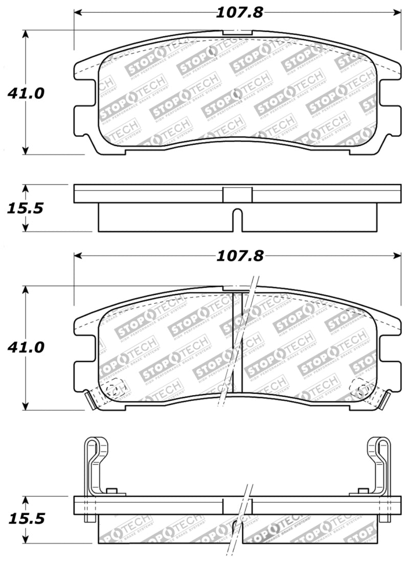 StopTech Performance 4/89-99 Mitsubishi Eclipse GST Rear Brake Pads Stoptech