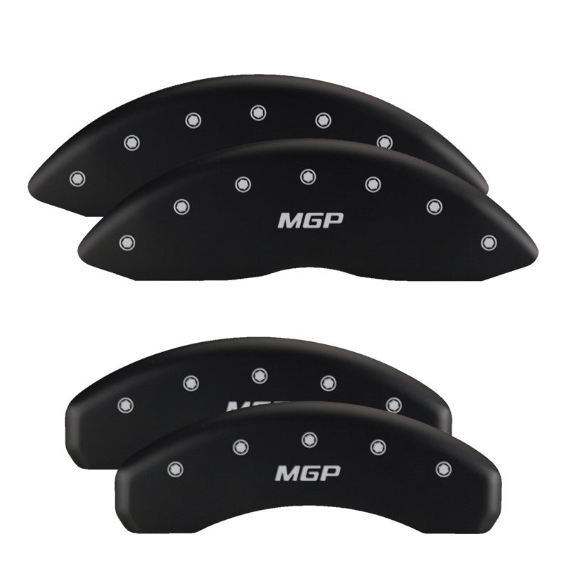 MGP Front set 2 Caliper Covers Engraved Front Chevy racing Black finish silver ch MGP