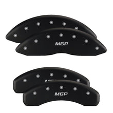 Load image into Gallery viewer, MGP Front set 2 Caliper Covers Engraved Front Chevy racing Black finish silver ch MGP