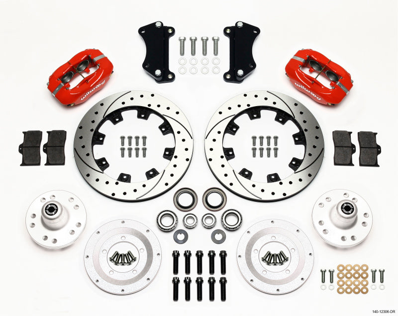 Wilwood Forged Dynalite Front Kit 12.19in Drilled Red Heidts Tri -5 2 inch Drop Spindle Wilwood