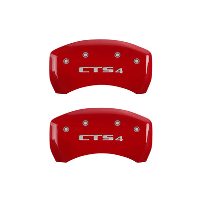 MGP 4 Caliper Covers Engraved Front Cursive/Cadillac Engraved Rear CTS4 Yellow finish black ch MGP