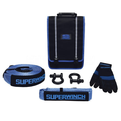 Superwinch Getaway Recovery Kit (Incl. Bow Shackles/Tree Trunk Protec/Recovery Strap/Gloves/Bag) - eliteracefab.com