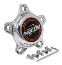 Load image into Gallery viewer, Race Star 5 Lug Cap Tall Plastic Chrome (incl. Medallion &amp; Screws) - eliteracefab.com