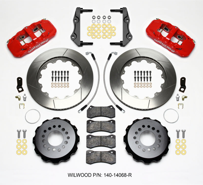 Wilwood AERO4 Rear Kit 14.25in Red 2014-Up Challenger w/Lines Wilwood