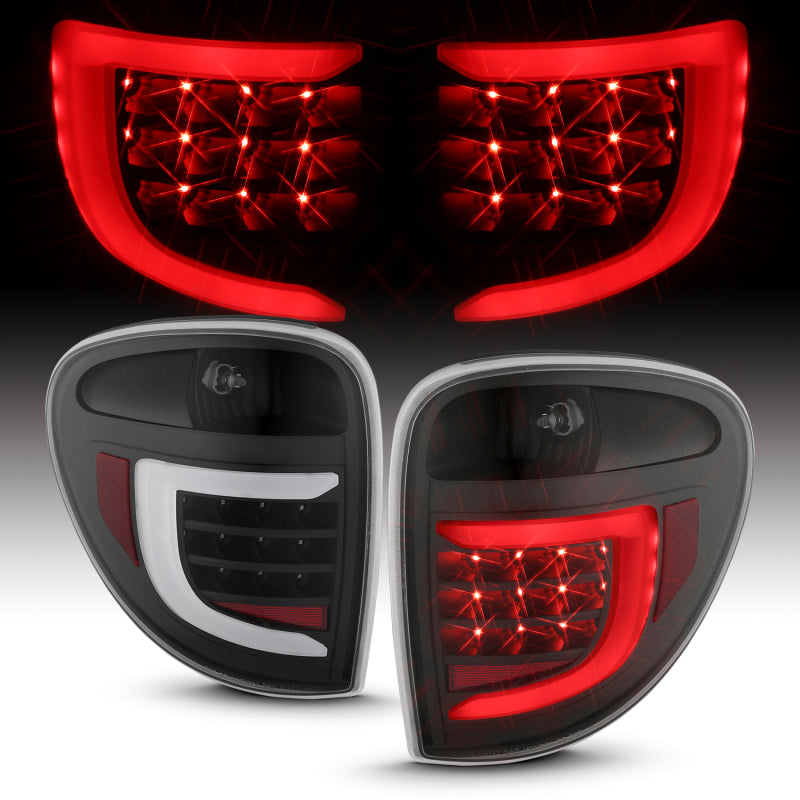 ANZO 2004-2007 Dodge  Grand Caravan LED Tail Lights w/ Light Bar Black Housing Clear Lens ANZO