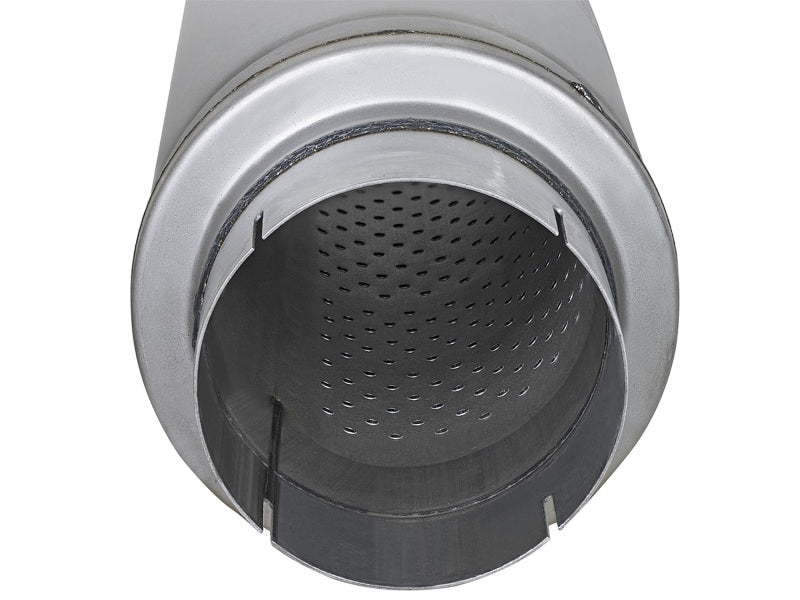 aFe ATLAS Aluminized Steel Muffler 5in Center/Center 24in L x 7in Diameter - Round Body - eliteracefab.com