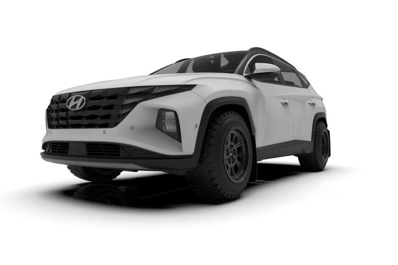 Rally Armor 2022 Hyundai Tucson Black UR Mud Flap w/ White Logo - eliteracefab.com