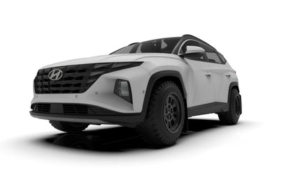 Rally Armor 2022 Hyundai Tucson Black UR Mud Flap w/ White Logo - eliteracefab.com
