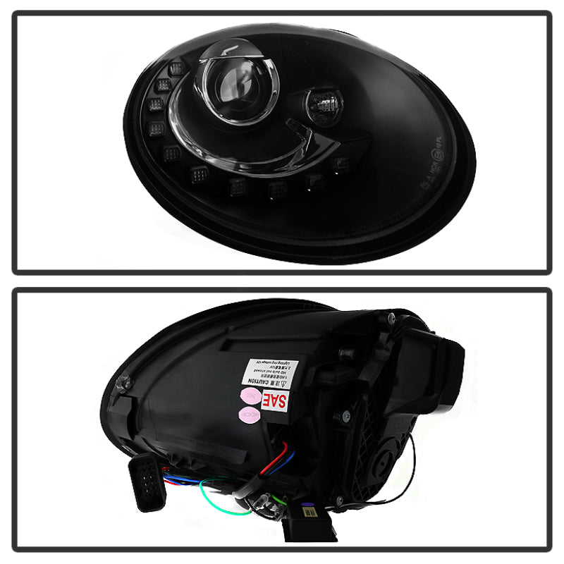 Spyder Volkswagen Beetle 06-10 Projector Headlights DRL LED Black PRO-YD-VB06-DRL-BK - eliteracefab.com