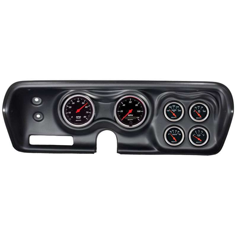 Autometer Designer Black 71-74 Charger/ GTX/ Road Runner Dash Kit 6pc Tach/MPH/Fuel/Oil/WTMP/Volt 7030-DB