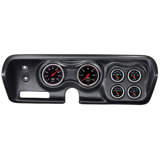 Autometer Designer Black 71-74 Charger/ GTX/ Road Runner Dash Kit 6pc Tach/MPH/Fuel/Oil/WTMP/Volt 7030-DB