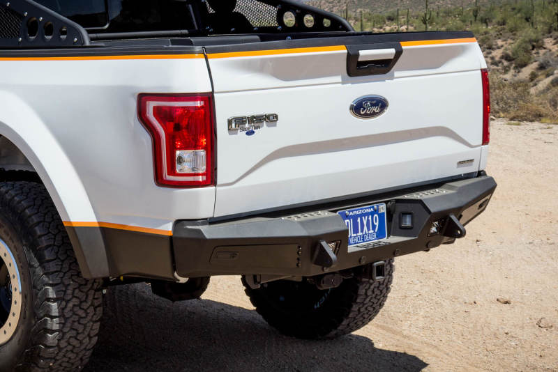 Addictive Desert Designs 15-18 Ford F-150 HoneyBadger Rear Bumper w/ Backup Sensor Cutouts Addictive Desert Designs