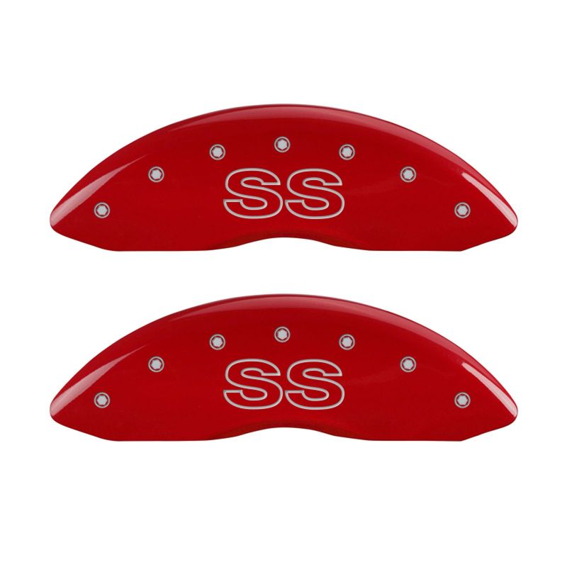 MGP 4 Caliper Covers Engraved Front & Rear Classic/SS Red finish silver ch MGP