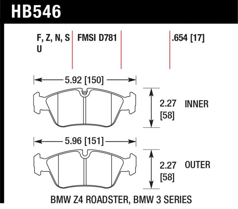 Hawk Performance HP+ Brake Pads - HB546N.654 Hawk Performance