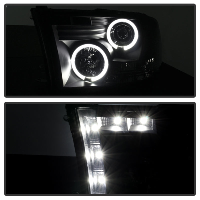 Spyder Dodge Ram 1500 09-14 Projector Headlights Halogen- LED Halo LED - Blk Smke PRO-YD-DR09-HL-BSM - eliteracefab.com