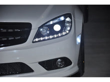 Load image into Gallery viewer, Spyder Mercedes Benz C-Class 08-11 Projector Headlights Halogen - DRL Blk PRO-YD-MBW20408-DRL-BK - eliteracefab.com