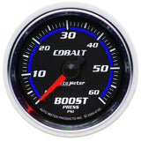 AutoMeter GAUGE; BOOST; 2 1/16in.; 60PSI; MECHANICAL; COBALT