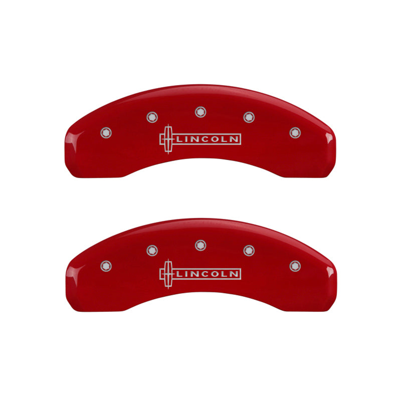 MGP 4 Caliper Covers Engraved Front & Rear Lincoln Red finish silver ch MGP