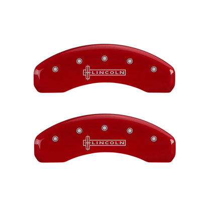 MGP 4 Caliper Covers Engraved Front & Rear Lincoln Red finish silver ch MGP
