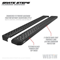Westin Grate Steps Running Boards 54 in - Textured Black - eliteracefab.com