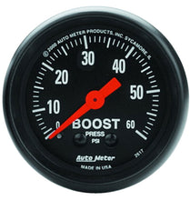 Load image into Gallery viewer, AutoMeter GAUGE; BOOST; 2 1/16in.; 60PSI; MECHANICAL; Z-SERIES - eliteracefab.com