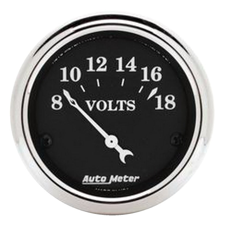 Autometer 2 1/16in 18V Electric Old Tyme Black Voltmeter 1791