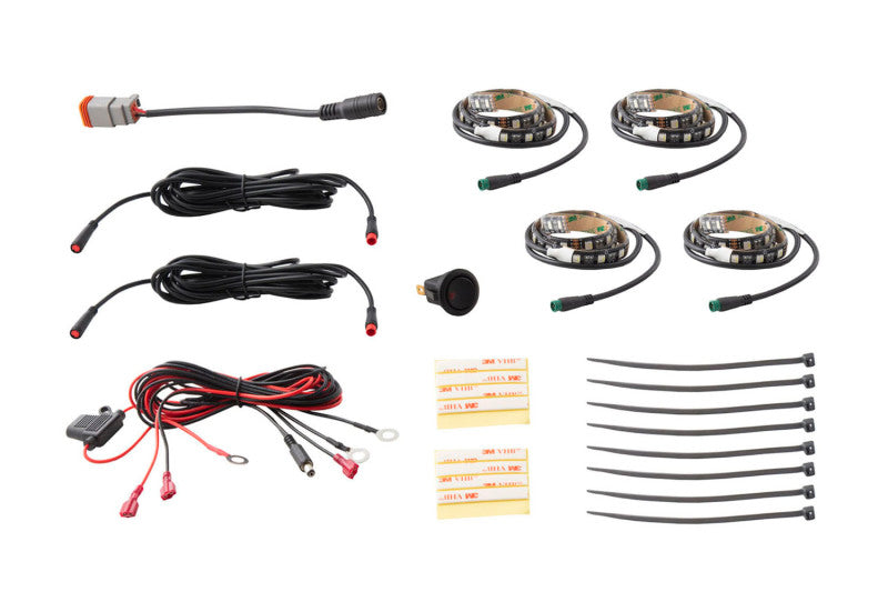 Diode Dynamics RGBW Grille Strip Kit 4pc Multicolor