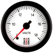 Load image into Gallery viewer, Autometer Stack 52mm 8-18V Pro Stepper Motor Battery Voltage Gauge - White