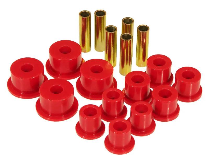 Prothane 74-91 Jeep Cherokee Front Spring & Shackle Bushings (w/ 2in OD Main Eye) - Red Prothane