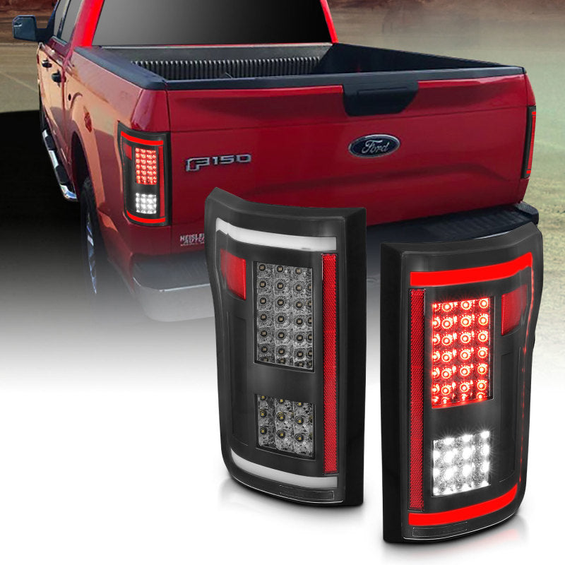 ANZO 2015-2017 Ford F-150 LED Taillights Smoke - eliteracefab.com