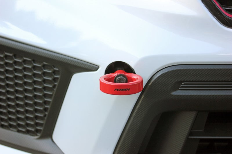 Perrin Tow Hook Kit - Front 2018+ Subaru WRX/STI - Red - eliteracefab.com