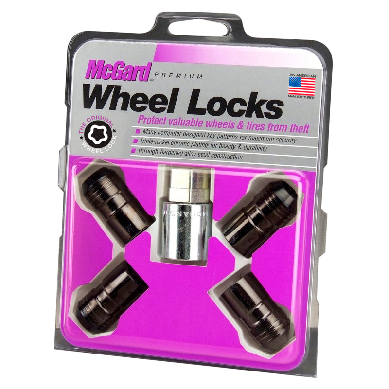 McGard Wheel Lock Nut Set - 4pk. (Cone Seat) M14X1.5 / 21mm & 22mm Dual Hex / 1.639in. L - Black - eliteracefab.com