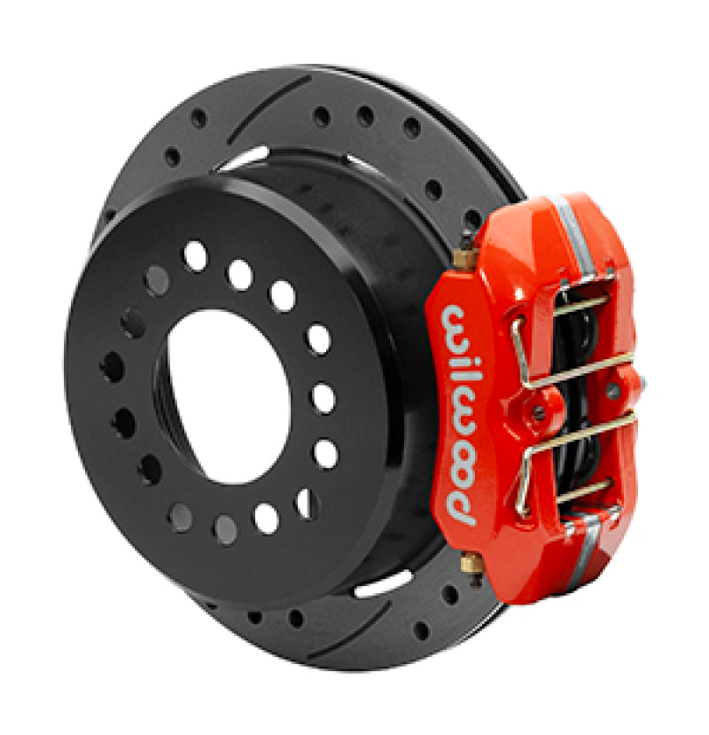 Wilwood Small Ford 11 in. Forged Dynapro Low-Profile Rear Parking Brake Kit (Red, Drilled & Slotted) Wilwood