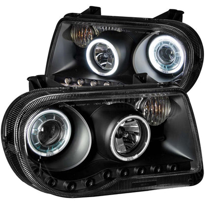 ANZO USA Chrysler 300c Projector Headlights W/ Halo Black Ccfl G2; 2005-2010 - eliteracefab.com