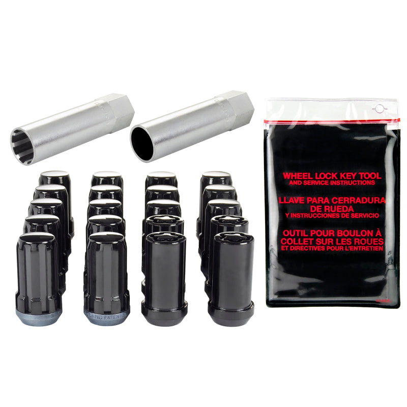 McGard SplineDrive Tuner 5 Lug Install Kit w/Locks & Tool (Cone) M14X1.5 / 22mm Hex - Blk - eliteracefab.com