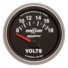 Load image into Gallery viewer, Autometer Sport-Comp II 52mm 8-18 Volt Short Sweep Electronic Voltmeter