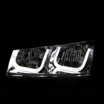 ANZO USA Chevrolet Silverado Projector Headlights W/ U-Bar Chrome; 2003-2006 - eliteracefab.com