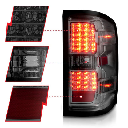 ANZO 15-19 Chevy Silverado 2500HD/3500HD (Halgn Only) LED Tail Lights w/Smoke Light Bar & Clear Lens - eliteracefab.com