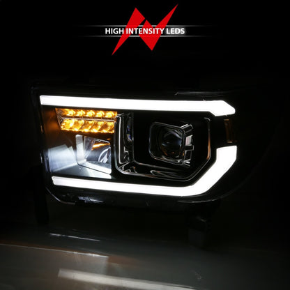 ANZO 2007-2014 Toyota Tundra Projector Light Bar H.L Black Amber(Led High Beam) (Halogen Version) - eliteracefab.com