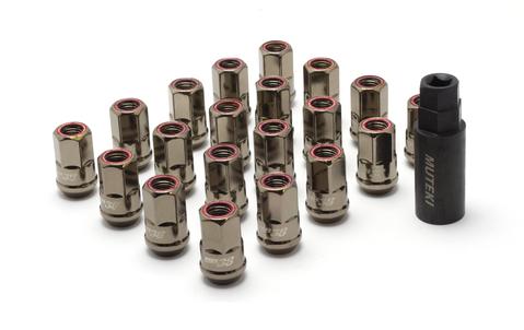 WHEEL MATE MUTEKI HR38 12x1.50 Titanium Chrome w/ Red Ring Open End Lug Kit - eliteracefab.com