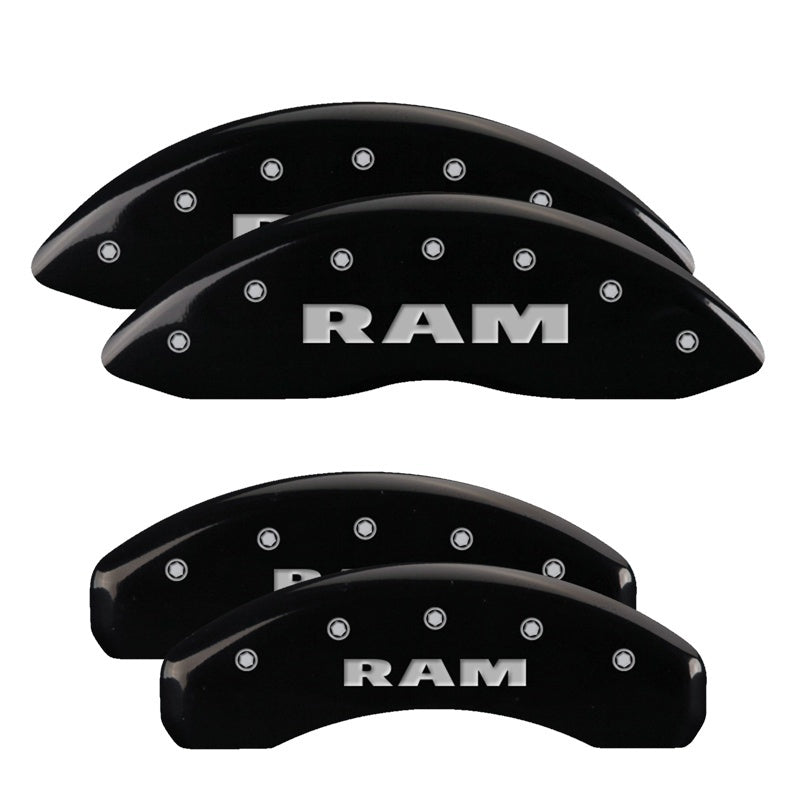 MGP 4 Caliper Covers Engraved Front & Rear Ram Black Finish Silver Char 2019 Ram 1500