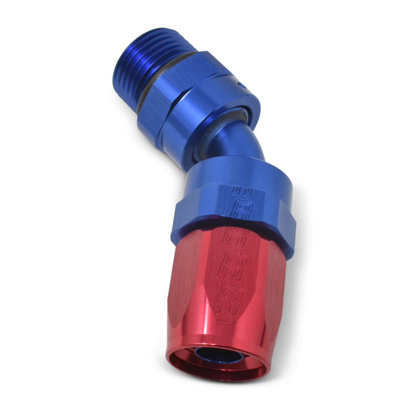 Russell Performance -10 AN Red/Blue Male SAE Port to -8 Hose 90 Degree (-10 Port 7/8in-14 Thread)